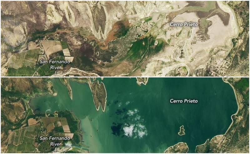La NASA revela fotos del antes y después de la sequía en presa de Nuevo León